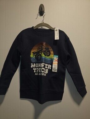 NWT | 4T | Garanimals | Navy Monster Truck Graphic Fleece Sweatshirt